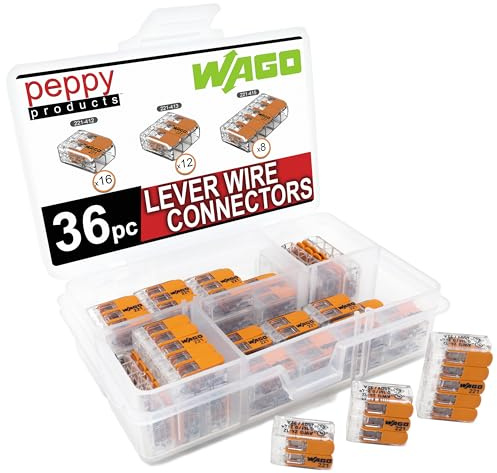 WAGO 221 Lever-Nuts 36pc Compact Splicing Wire Connector Assortment. Includes 221-412, 221-413, 221-415