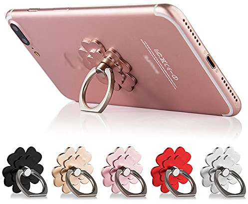Kinizuxi Anilla movil Soporte, Rotación de 360 Grados Flor Encantadora Anillo Soporte Movil Compatible con iPhone Varios teléfonos móviles, tabletas y Fundas para teléfonos (5 Packs)