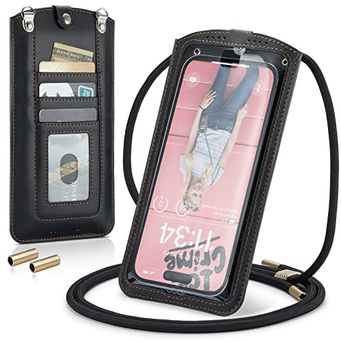 Casecond Donna Borsa a Tracolla per Mini Cellulare Piccola Borsa per Universale Telefono Portatile per iPhone 13 12 11 Pro Max X XR 8 Plus Samsung Z Flip 4 5G S23 Ultra A53 Xiaomi Fino a 7.3 Nero