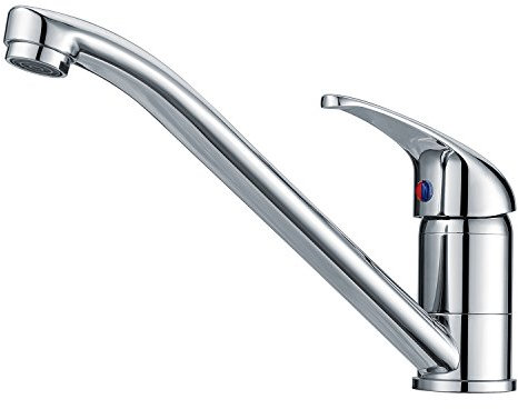 Armatur Küche Küchenarmatur aus Messing, 360° Drehbar Wasserhahn Küche Hochdruck Spültischarmatur mit 2 Anschlüsse für Kaltwasser und Wasserwasser Konzipiert, Chrom