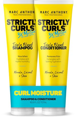 Marc Anthony Shampoo & Conditioner Set for Curly Hair, Strictly Curls - Deep Moisturizing & Hydrating Shampoo & Conditioner for Curl Definition, Added Shine - Hair Products Reduces Frizz