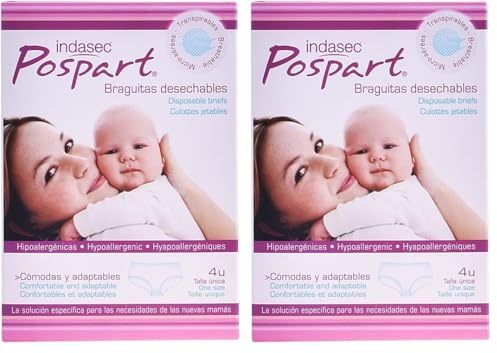 Indasec Braguitas Desechables Posparto - 4 Braguitas (Paquete de 2)