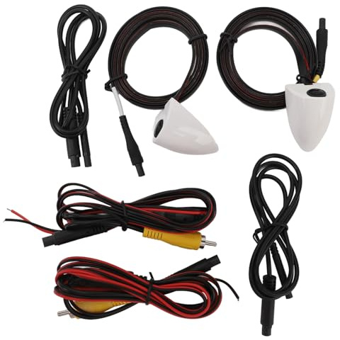 Auto Seitentür Sicht Toter Winkel Kamera Set, 2 Mini Kameras mit Umschaltbarer Flip Bild Seitenmontage Links und Rechts, Wasserdichter Rückfahrkamera Cinch Anschluss für LKW