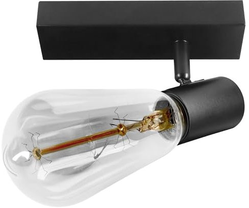 Miratic Lampadario con Faretti Orientabili E27 Max.60W (lampadina non inclusa) Faretti Binario Soffitto Applique da Soffitto Colore Nero Ideale per Camera da Letto Salotto o Corridoio IP20 (1x60W)