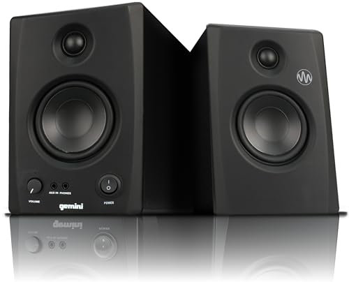 Gemini Sound SMX-3BT 100W Bluetooth Bookshelf Studio Monitor Speakers, Active/Passive Pair for PC, Turntables, Desktop, RCA/3.5mm Aux Input, Wood Cabinet, EQ Control, Perfect for Home Studio and DJs