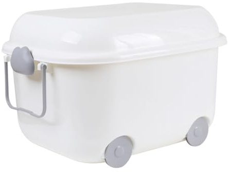 Cabilock Caja de Juguetes Ruedas y Tapa Organizador de Plástico Forma de Coche de Dibujos Animados Caja Plegable para Habitación Infantil Almacenamiento para Ropa y Juguetes