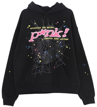 Sybnwnwm Punk huvtröja män spindelnät blast tryck sweatshirt retro Y2K grunge huvtröjor gotisk streetwear pullover