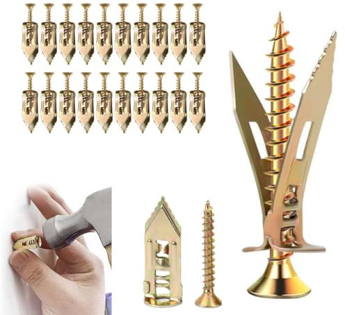 Ancrages autoperceurs, kit d'ancrages et de vis autoperceuses pour cloisons sèches, outils de réparation d'ancrages pour cloisons sèches humides et fixes pour la fixation de meub (20, 3+3.5cm)