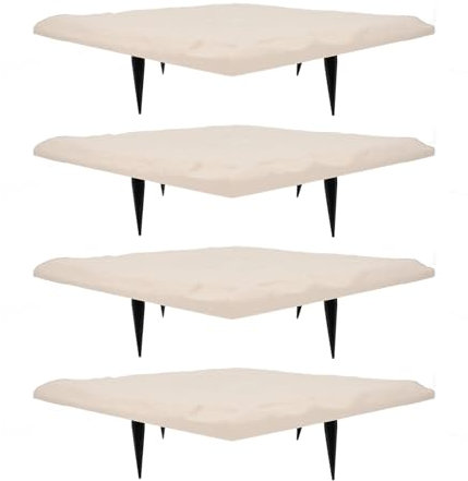 Dalle de Jardin en Pierre de 4 Pièces, Dalles de Pas Résistantes aux Intempéries avec Piquets de Sol, Plaque de Pas en Pierre Naturelle pour Chemins ou Trottoirs (carré)