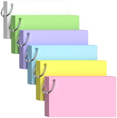 300PCS Blank Flash Cards for Revision 3x5 Cue Cards with Ring 127 x 76mm | Index Cards Coloured Revision Flashcards on Ring Unlined Study Flash Cards Unruled Notecards for Revision Office School Home