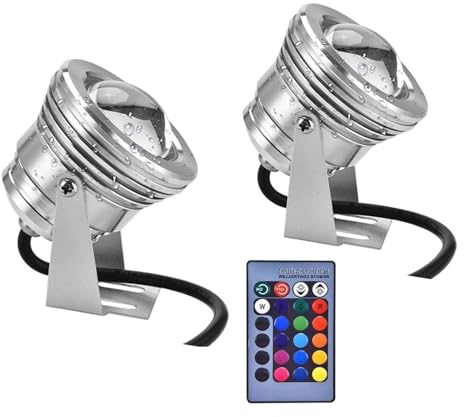 THEGA 2 luci Fontana sommergibili - Luce Piscina all'aperto 10W, Illuminazione Acquario RGB, con faretto Telecomando, Lampada Stagno Subacquea Impermeabile IP68 Luce Paesaggio(10W(220V))