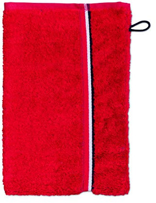 möve Athleisure Waschhandschuh Doubleface 25 x 17 cm aus 85% Baumwolle / 15% Polyester, ketchup/grey