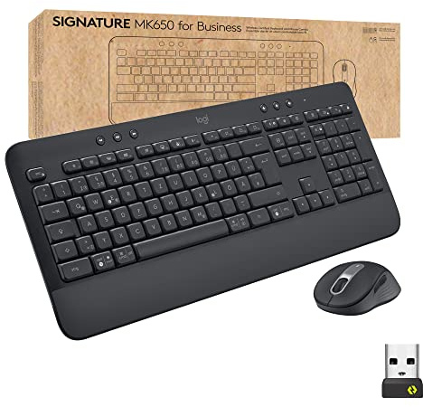 Logitech Signature MK650 Combo for Business, kabellose Maus und Tastatur, Logi Bolt, Bluetooth, SmartWheel, weltweit Zertifiziert, Windows/Mac/Chrome/Linux, Deutsches QWERTZ - Graphit