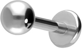 PIERCINGLINE Titan Labret Stecker KUGEL Piercing Ohr Lippe Nase Silberfarben 3 x 1,2 x 8 mm