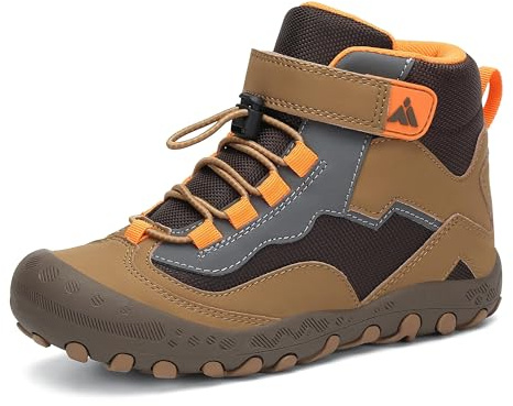 Mishansha Chaussures de Randonnée Garçon Fille en Plein Air Bottes de Trekking Imperméables Marche Antidérapantes Chaussure de Montagne Légères,Marron 27