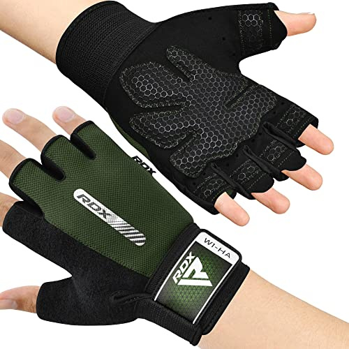 RDX Gants de Fitness Respirant Anti-dérapant, Gant Masculation Sport Soutien au Poignet Protection Paume Forte Adhérence Workout Entrainement Fitness Gymnastique Powerlifter Gym Gloves Halterophilie