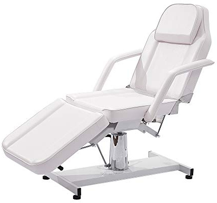 Panana Hydraulic Massage Table, Tattoo SPA Beauty Care Salon Bed Therapy Couch Salon Chair with Chrome Stable Base1 (White)