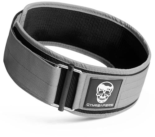 Gymreapers Schnellverschluss-Gewichthebergürtel für Bodybuilding, Kraftdreikampf, Cross-Training – 4-Zoll-Neopren mit Metallschnalle (grau, klein)