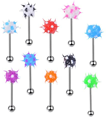 Happyyami 10 anillos de lengua , silicona, fuego, lengua, , oreja, barbell, piercing (color aleatorio),