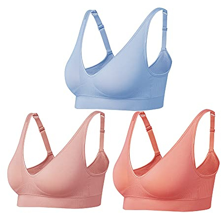 Comfyin Soutien-Gorge sans Fil pour Femmes Soutien-Gorge sans Couture ni Fil avec Coussinets Amovibles 3 Paquets