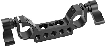 SZRIG 15 mm skenstångsklämma med 1/4 tums-20 gänga svart knopp för DLSR kamera rigg bur basplatta fotostudio