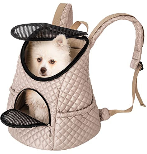 Rucksack für den Transport von Tieren, Tragetasche, Katzenrucksack, Katzenbox, Hundetasche, Hunde oder Katzenleine, Beige, Gr.1: 39x35x30 cm