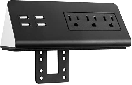 Desk Edge Mount Power Strips with USB Ports-UL Plug Outlets 1250 Joulets Surge Protector Tabletop Power Sockets for Nightstand/Home Office/Dormitory 4 USB Ports & 3AC Outlets
