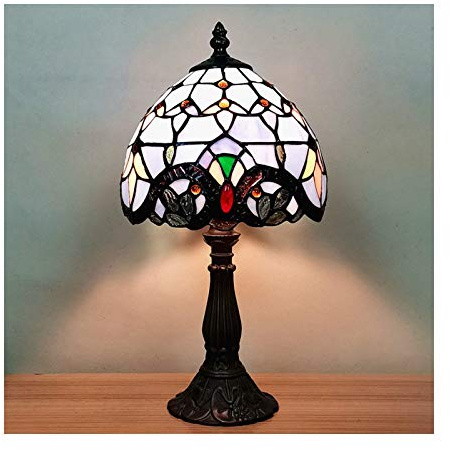 GAUUA Lámparas De Mesa De Estilo Tiffany, Hojas De Escritorio Barroco De 8 Pulgadas Pintura De Vidrio Hecha A Mano Vintage Mesa Nocturna Lámpara De Lectura Adecuada para Sala De Estar