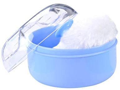 Pulver Puffbox tragbare Babyweiche Körpers Kosmetikpulver Puff Schwamm Box Runde Baby Puffbox Blau Baby Puffbox