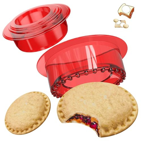 Stampo rotondo per sandwich, 5 pezzi, taglierina e sigillatura, per biscotti, pane, pancake, accessori fai da te, per ragazzi e ragazze (rosso)