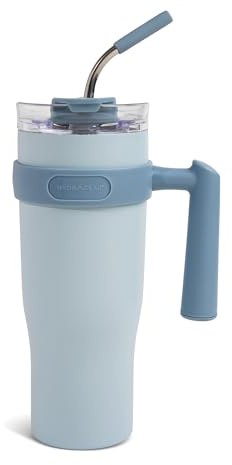 Hydragear Juno Edelstahlbecher mit 2-in-1-Deckel und wiederverwendbarem Strohhalm, 1,2 l, Hafen-Pulverbeschichtung