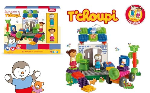 BLOKO | Maison de T'choupi | 60 Blocs de Consturction et 2 Figurines 3D | Imagination | Formes et constructions Variées | Design France Fabrication Européenne | Idée Cadeau Enfant Dès 1 An| 503741