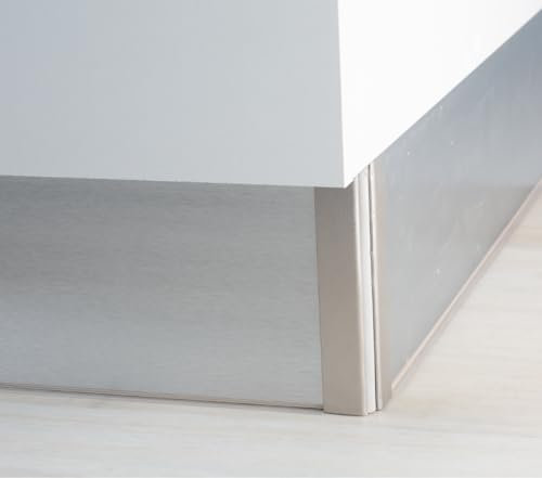 AZERODESIGN-Zocalo Cocina- Rodapie PVC -Rodapie Aluminio Cepillado- Disponible en Varios Colores y Medidas-Incluye Goma Transparente Inferior -Rodapie Cocina (ALUMINIO, 145MM X 1.5MTS)
