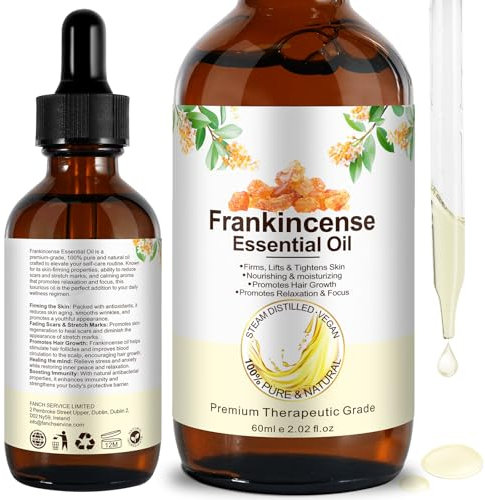 Ätherisches Weihrauchöl 60ml, 100% Reines Weihrauchöl Für Reduziert Narben und Dehnungsstreifen, Strafft und festigt die Haut, Ätherisches Öl für den Raumduft