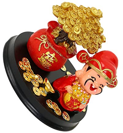 BESPORTBLE Creative God of Wreath Center Console Decor Car Interior Decor God of Fortune Statue Resin Material Chinese Style