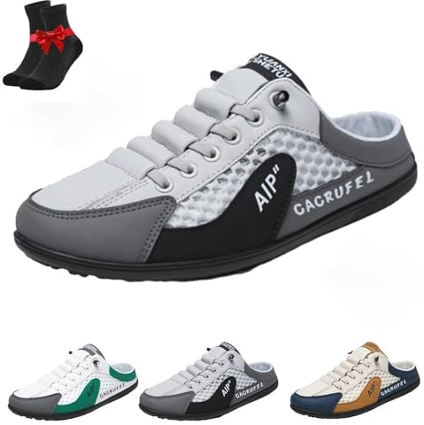 Kirposh Chaussons de Sport d'été for Hommes, Baskets sans Dossier for Hommes, Chaussures de Sport sans Dossier en Maille Respirante, Mules for Hommes(Grey,41 EU)