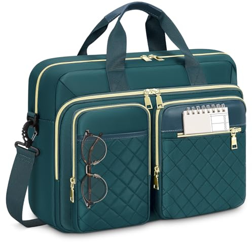 RAINSMORE Borsa Porta PC 17.3 Pollici Borsa Lavoro Donna Impermeabile Borsa Computer Grande Borse Messenger Porta Documenti per Ufficio Università Insegnant Grün