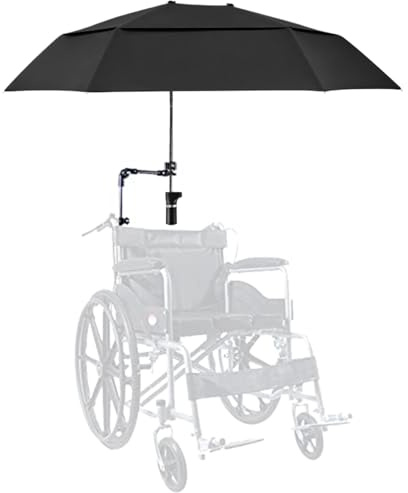 Stolparaply, stolparaply med justerbar klämma, regn/UV-skydd rullstol, 104 cm utökad dubbelsidig parasoll för barnvagn, cykel, strandstolar, blekmedel