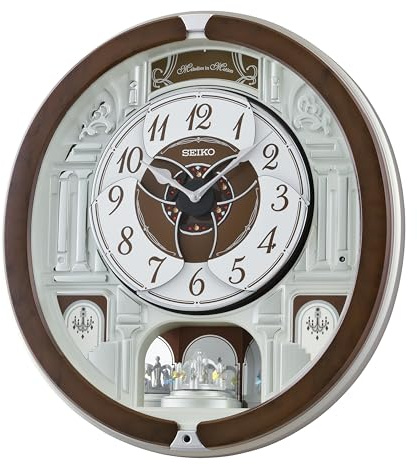 SEIKO QXM615BRH 40 Melodies in Motion Rotating Pendulum Wall Clock & Silver