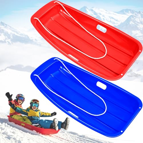 Trineo de Nieve 89 cm para Niños y Adultos, Trineo para 1–2 Personas con Asas, Juguete de Invierno para Niños, Ideal para Actividades al Aire Libre