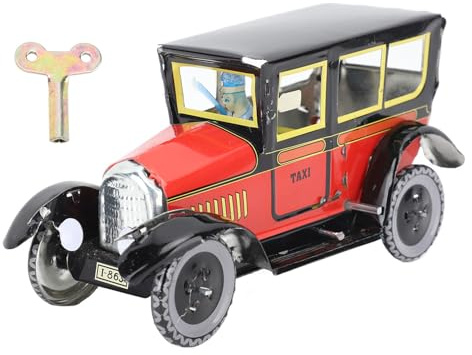 EOJDDPA Juguete de Cuerda Taxicab Color Rojo Elegante Coche de Juguete de Mecanismo de Cuerda Vintage para Fiesta Regalo de Cumpleaños Niños Adultos Coleccionistas Material de Hojalata