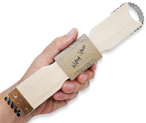 WitnyStore Coconut Grater - Vintage Kitchen Tool - Thai Traditional Style Multipurpose Easy to Use Portable Wooden Hand Held Scraper and Shredder for Fresh or Baby Coconut Meat - 7 x 1.5 x 0.5 inches