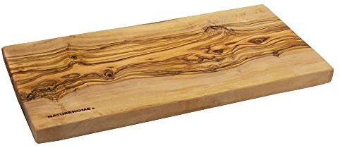 NATUREHOME massives Echtholz Schneidebrett Olivenholz gross ca. 35 x 18 x 2 cm ökologisch & nachhaltig