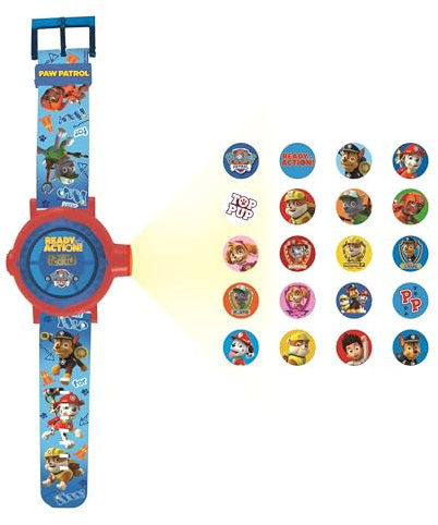 Lexibook PAW Patrol Helfer auf Vier Pfoten Chase Einstellbare Digitale Projektionsuhr - 20 Bilder Chase Marshall Skye Rocky Rubble Zuma - DMW050PA