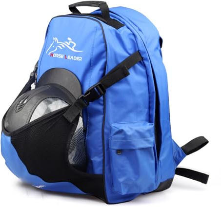 UNISTRENGH Professional Horse Riding Boot Bag Helmet Bag Parent-Child Equestrian Backpack English Boot Carry All Bag with Hat Compartment (Blue, For Child (16.5''H))