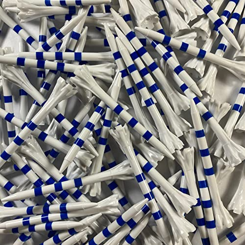 Champ Striped Plastic Golf Tees - Zarma My Hite FLYtee - 100 Count, 2 3/4- White/Blue with Stripes - Improved Durability and Distance - 5X More Durable Than Wood