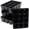 AERZETIX - C63574 - Juego de 4 Placas de Cultivo/Cajas de plántulas x 12 Tazas para Semillas 17.5x13.5x5.5cm - Plantar germinación hortalizas trasplante macetas cultivadas - Color Negro - en plástico