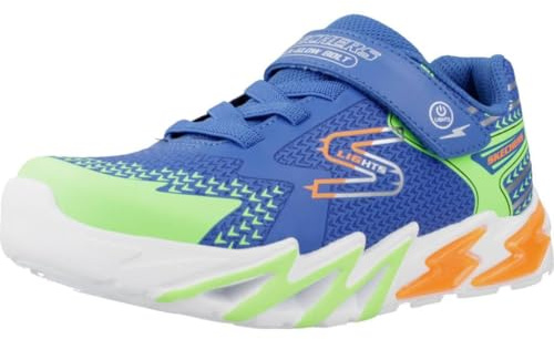 Skechers träningsskor för pojkar, Royal Synthetic/Textil/Lime, Orange, och, 2 UK, Royal Synthetic Textile lime orange och, 35 EU