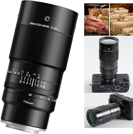 TTARTISAN Objetivo Macro 2X de 100 mm F2.8 para cámaras X-A1 X-A10 X-A2 X-M1 X-H1 X-T1 X-T100 X-T200 X-T3 X-T30II X-T4 X-T5 X-Pro1 X-E1 X-S10 X-S20 y más.