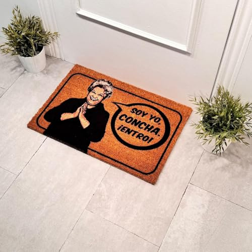 Top Mat Felpudo Soy Yo, Concha. ¡Entro! - Coco Natural Entrada Casa 60x40 cm Antideslizante con Base Látex – Alfombrilla Exterior Resistente Fácil Limpieza Diseño Divertido
